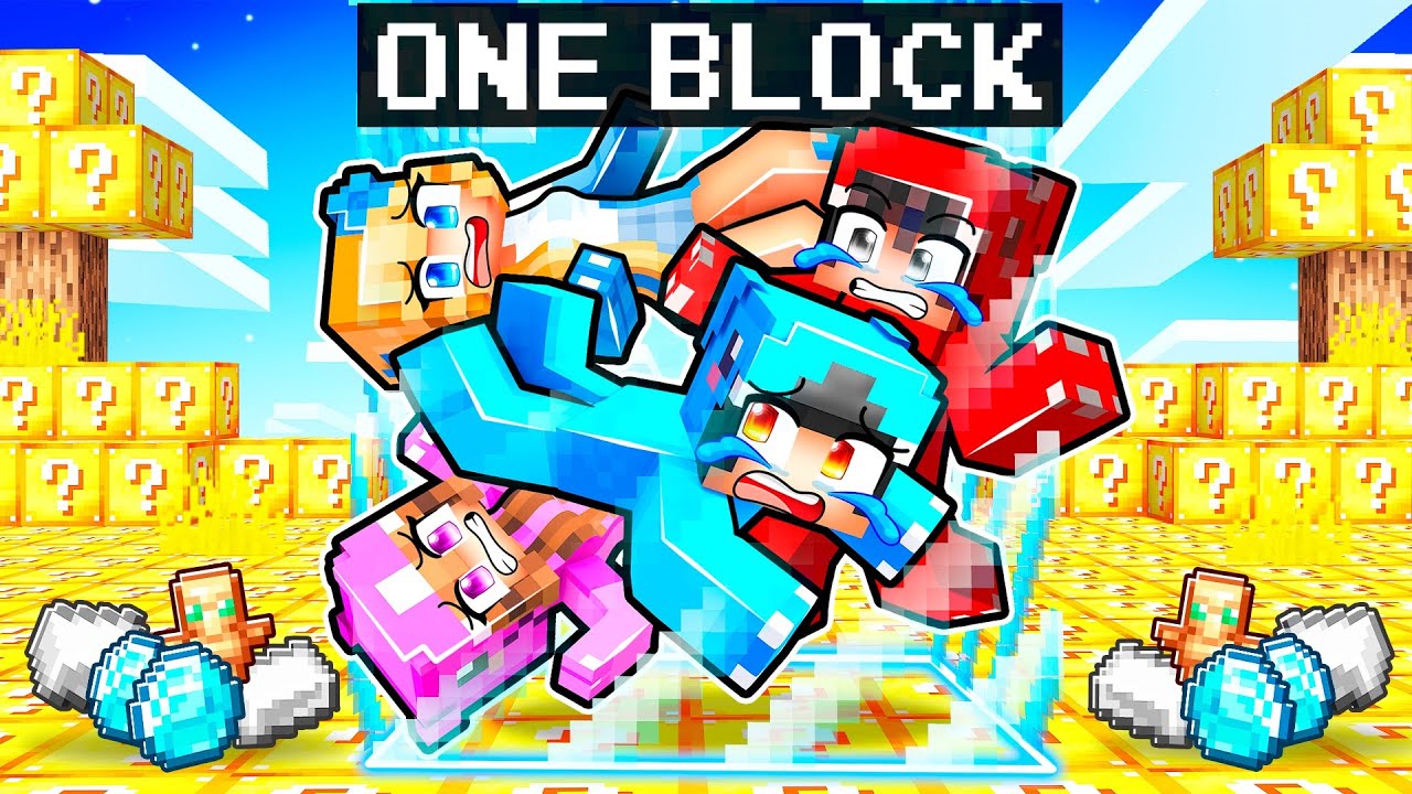 SURVIVING on ONE LUCKY BLOCK With CRAZY FAN GIRL!