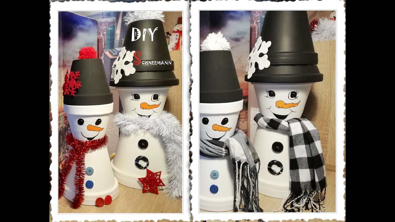DIY/ Schneemann/ ⛄Tontopf/ Terracotta Pot 🎨Bastelidee/ Garten Deko ❄
