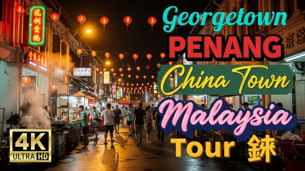 Georgetown Penang Walking Tour Malaysia | 🇲🇾  Little India & China Town at Light 4K UHD