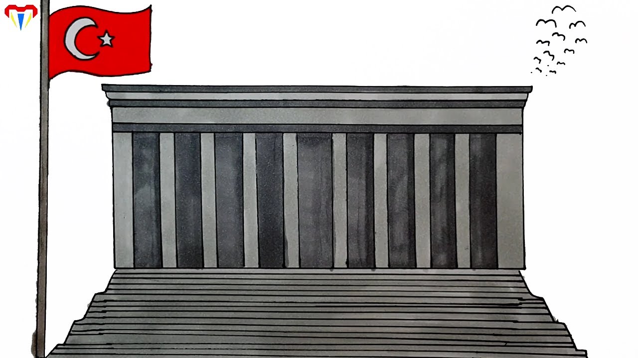 ANITKABİR ÇİZİMİ - ANITKABİR RESMİ NASIL ÇİZİLİR - 10 KASIM RESMİ CİZİM