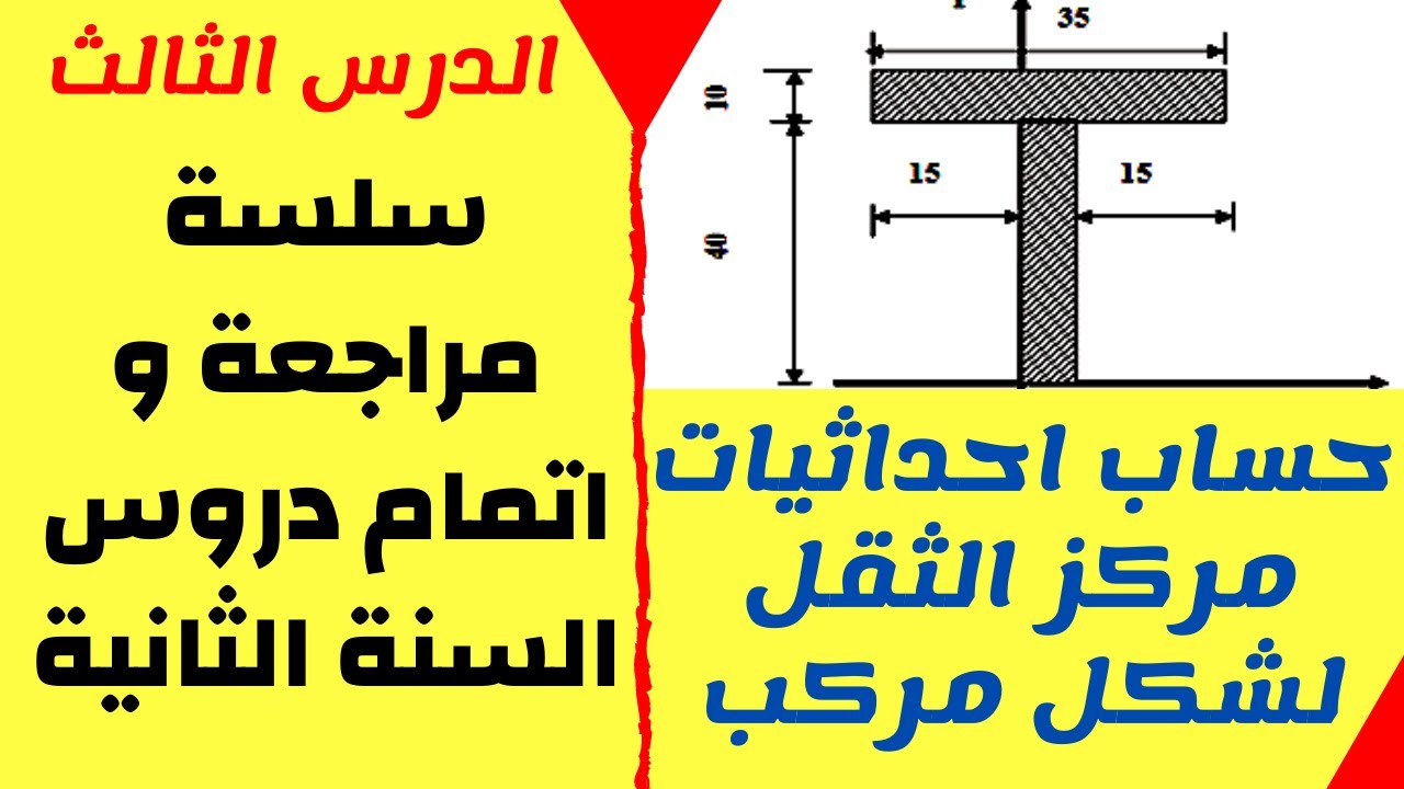 سلسة مراجعة و اتمام دروس السنة الثانية - الدرس 3 - حساب احداثيات مركز الثقل لشكل مركب