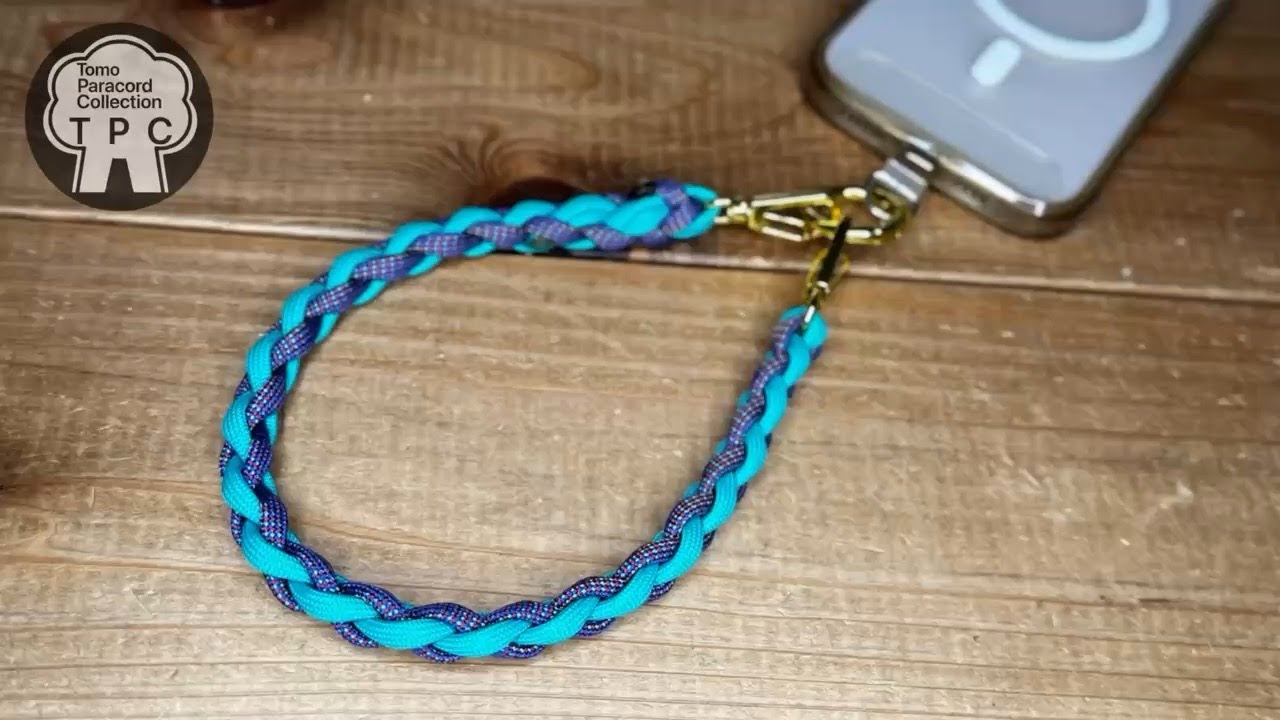 パラコード四つ編みスマホスハンドトラップの作り方