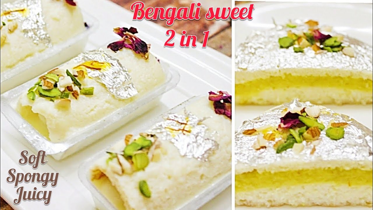 2 EASY BENGALI SWEET FROM SAME BASE|MALAI CHOP AND CREAM ROLL|एकही समान से बनाए २तरह की बंगाली मिठाई