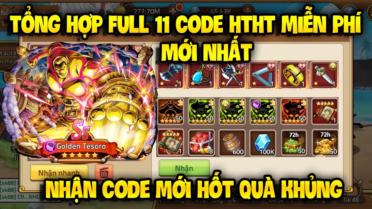 Tổng Hợp Nhập 11 Code Chung Huyền Thoại Hải Tặc Mới -Sự Kiện Nhận Code HTHT Tướng Mới Gold Tesoro