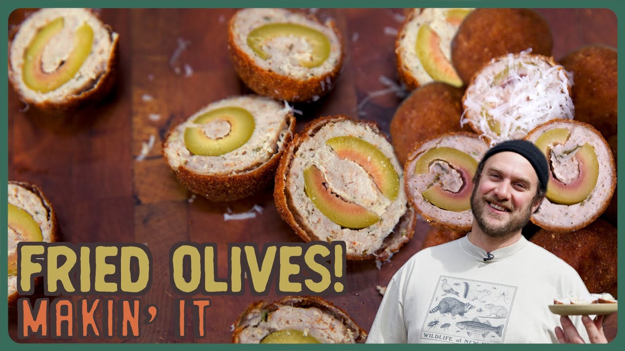 Brad Makes Crispy Fried Olives Wrapped in Meat!  | Makin' It!| Brad Leone