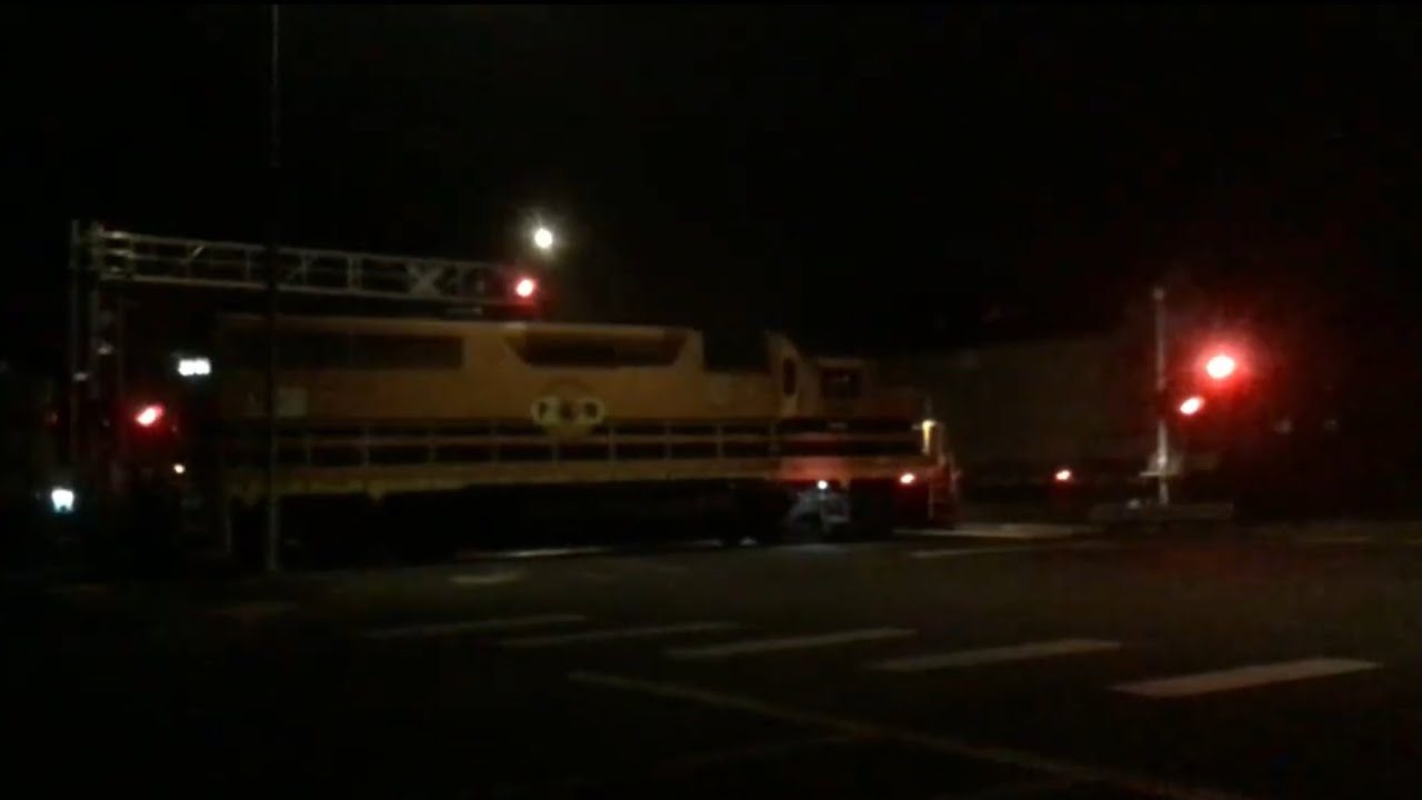 Freight Train 🚂 crossing Cory Street at Night
