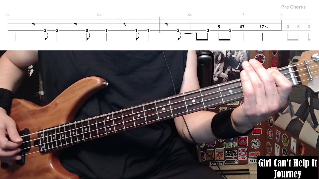 Girl Can't Help It by Journey - Bass Cover with Tabs Play-Along
