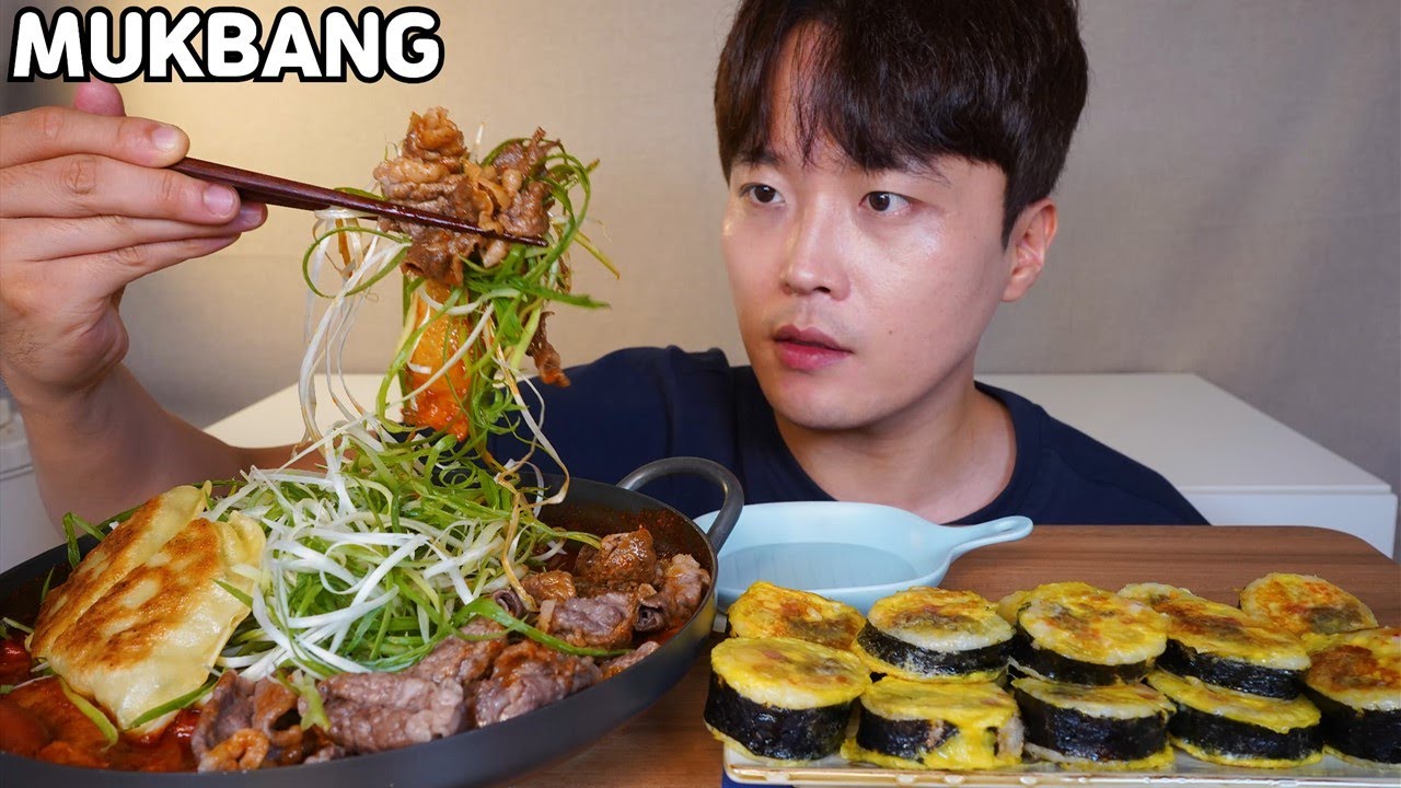 차돌떡볶이 김밥전 먹방 Spicy Beef Tteokbokki & Gimbap jeon MUKBANG ASMR REAL SOUND EATING SHOW COOKING