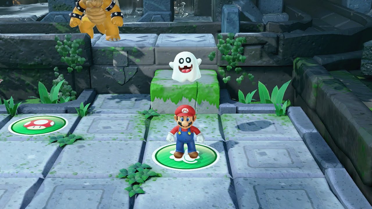 Super Mario Party - Bowser Jr. and Bowser vs Luigi and Mario - Domino Ruins Treasure Hunt