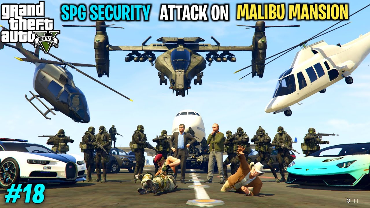 MOST POWERFULL SPG SECURITY ATTACK ON MALIBU MANSION  | GTA V GAMEPLAY #18