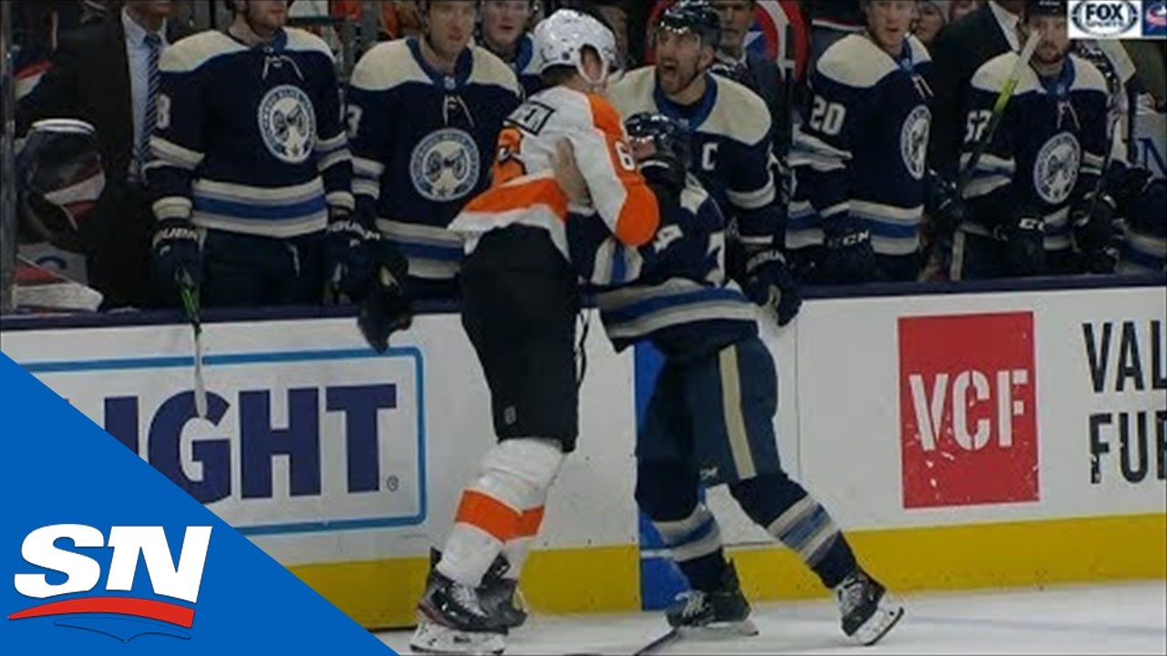 Nathan Gerbe Flattens Claude Giroux Then Fights Travis Sanheim