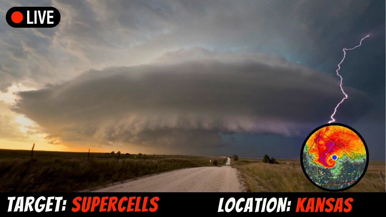 🔴 Destructive Storms Moving  Across Kansas - LIVE STORM CHASER