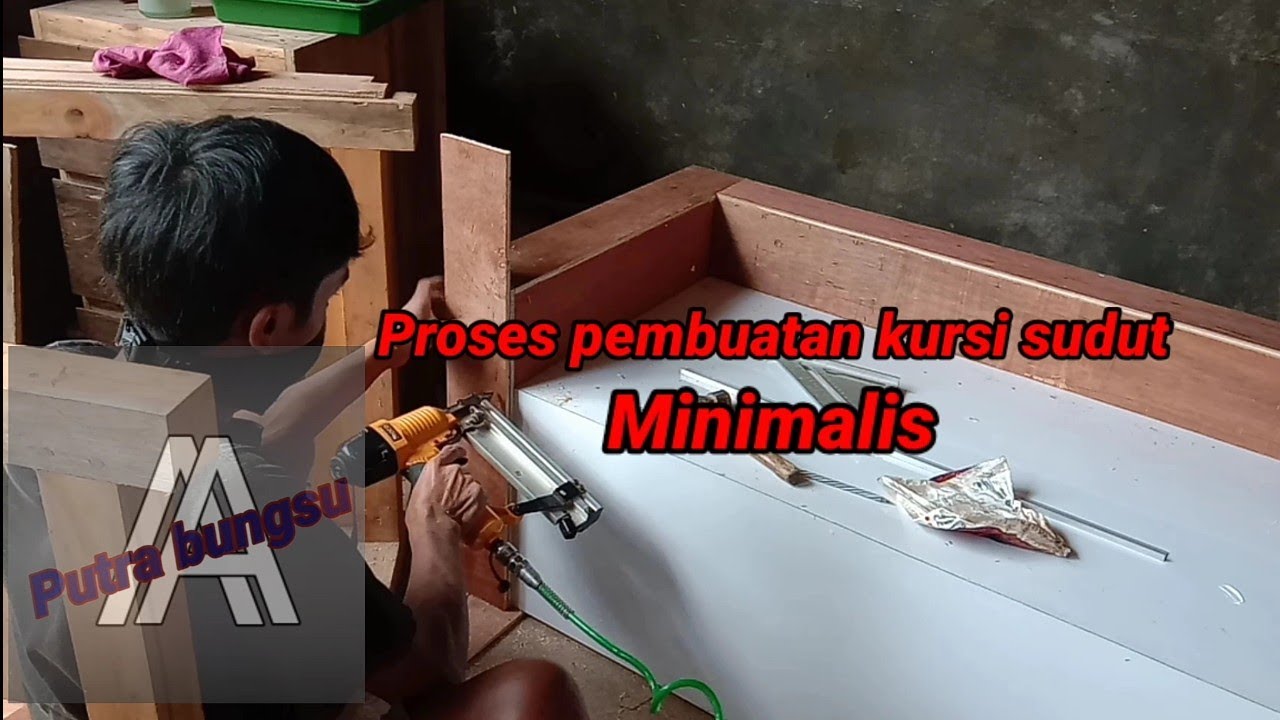 Cara membuat kursi  sudut minimalis.  Bahan plywood dan HPL