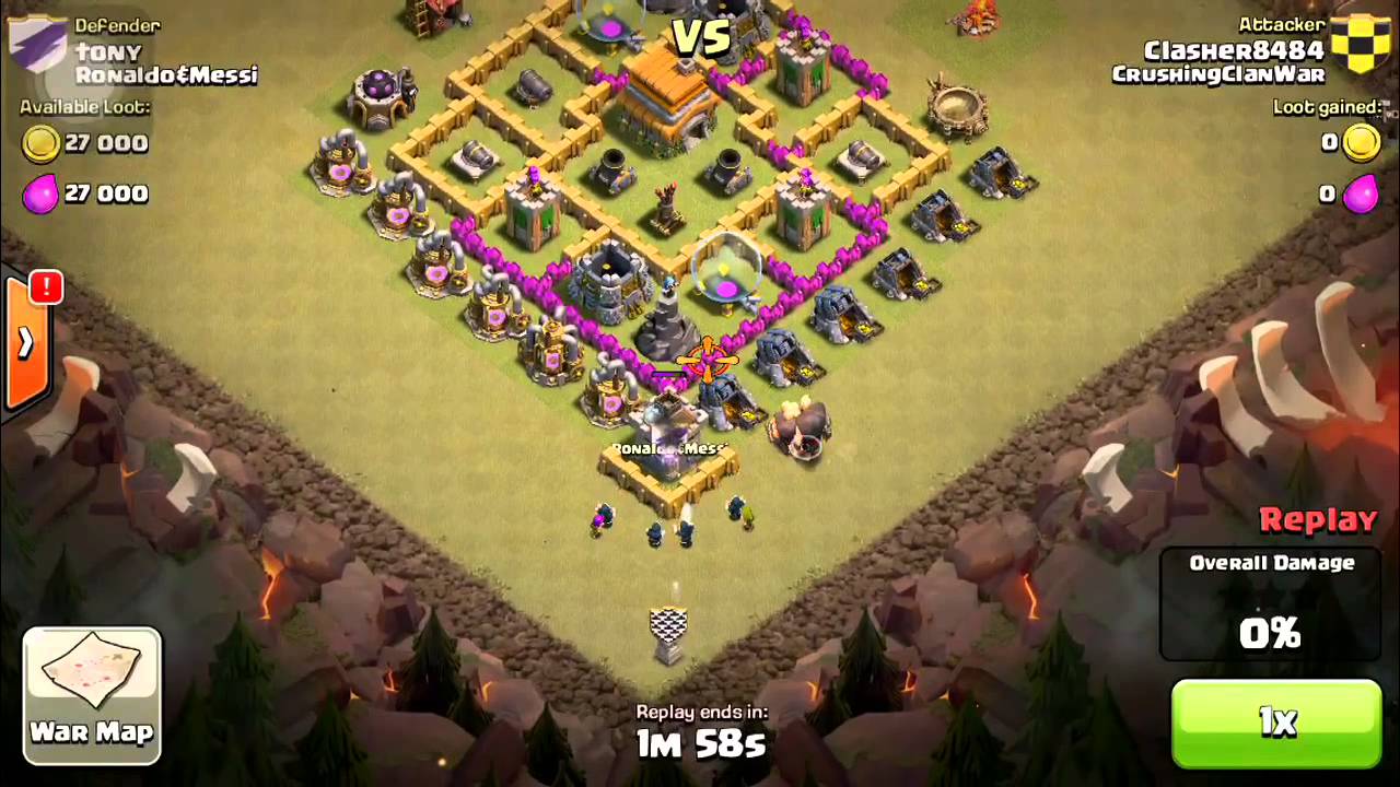 TH6 and TH7 Clan War attack strategy: Giants and Wizards