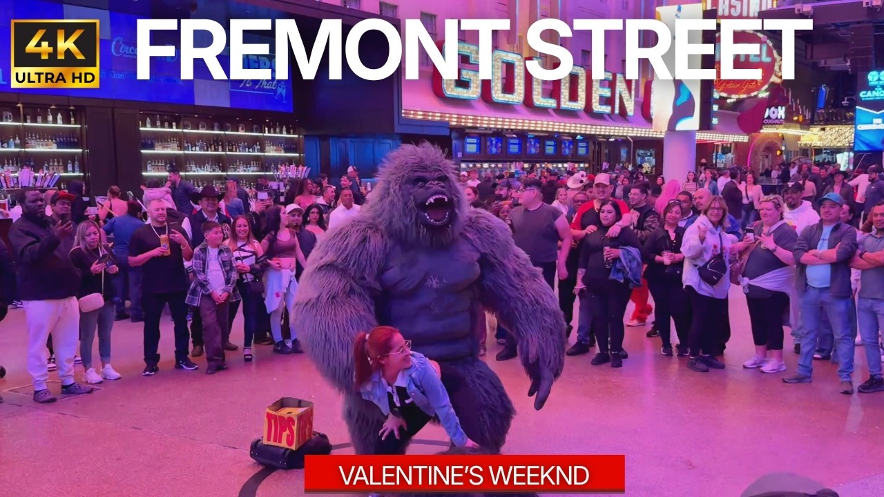 Fremont Street Walking Tour | Valentine’s Weekend | February 2026 | Las Vegas, Nevada [4K HDR]