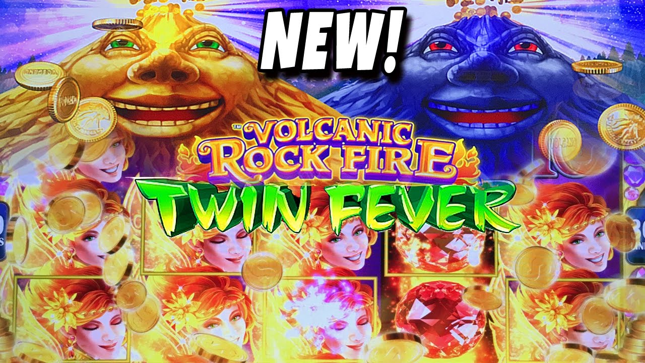 ★NEW★ KONAMI VOLCANIC ROCK FIRE TWIN FEVER SLOT MACHINE BONUS BIG WIN and HSEIN'S MIRACLE