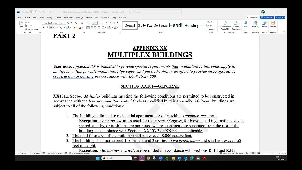 SBCC Single Exit/Multiplex Housing TAG Meeting - March 3, 2026
