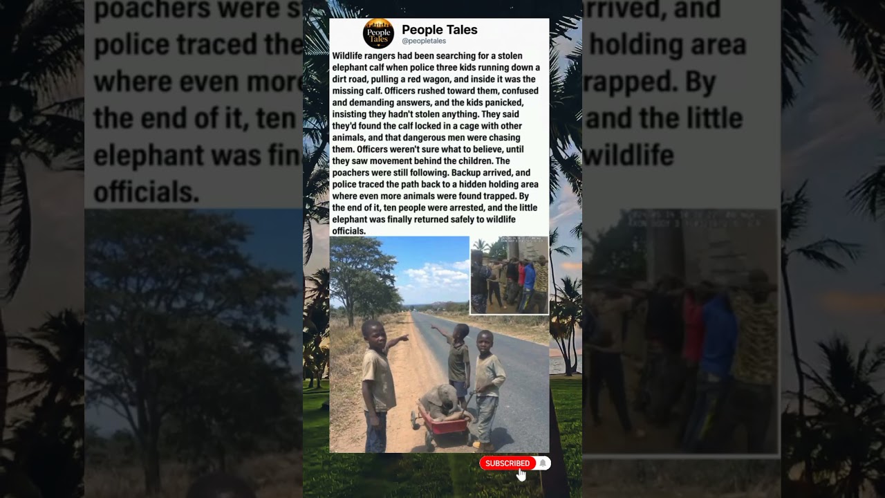 Kids pulled a baby elephant in a wagon, led police to poachers.