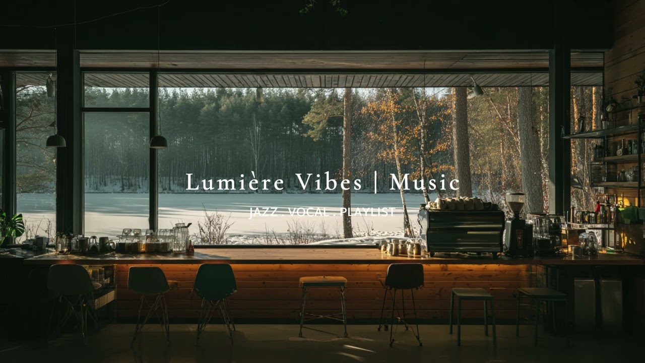 [playlist] Cozy Snowy Lakeside Café 🌲 Gentle Jazz | Warm Lights Against Winter Forest