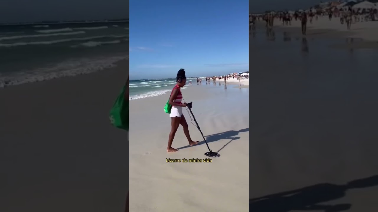 passando detector de metal na praia ap&oacute;s o ano novo, o que ser&aacute; que achei?