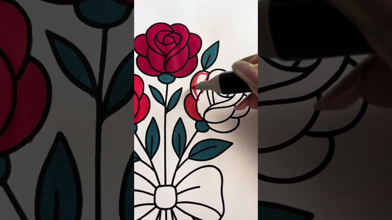 ASMR Rose Bouquet Colouring 🌹🎨 | Satisfying & Relaxing 