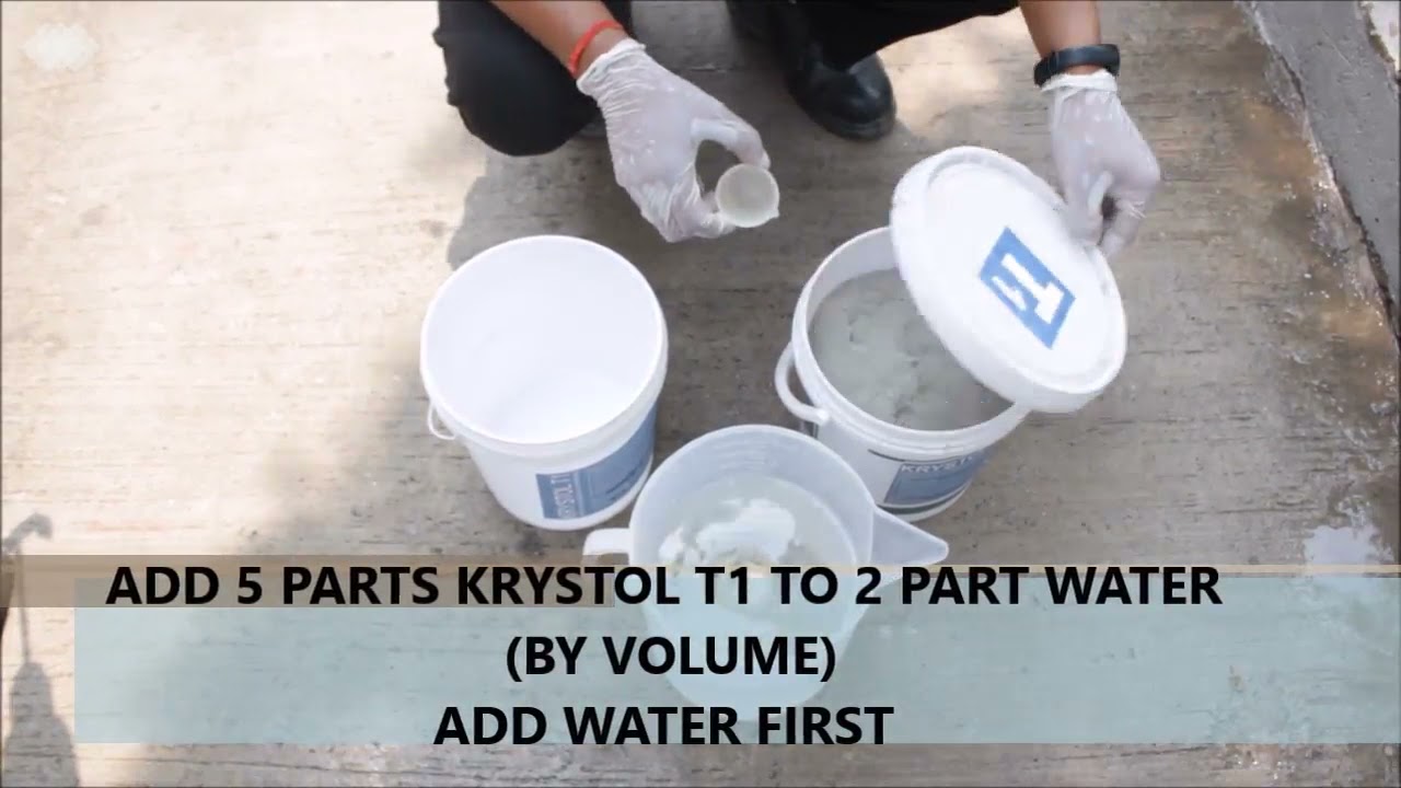 Grout + Krystol T1 | Crystalline Waterproofing Application Video | Kryton India
