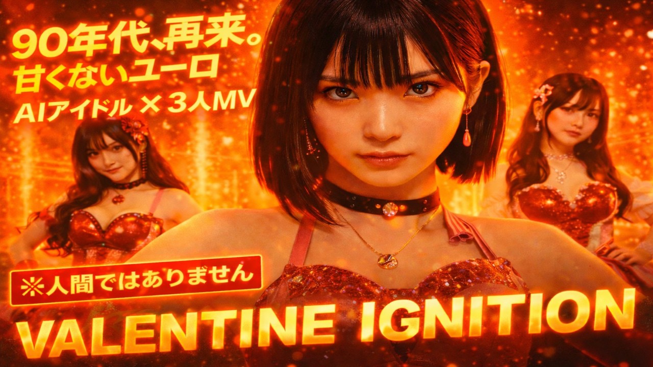 VALENTINE IGNITION｜90年代再来。甘くない爆速ユーロ【AIアイドル3人MV】