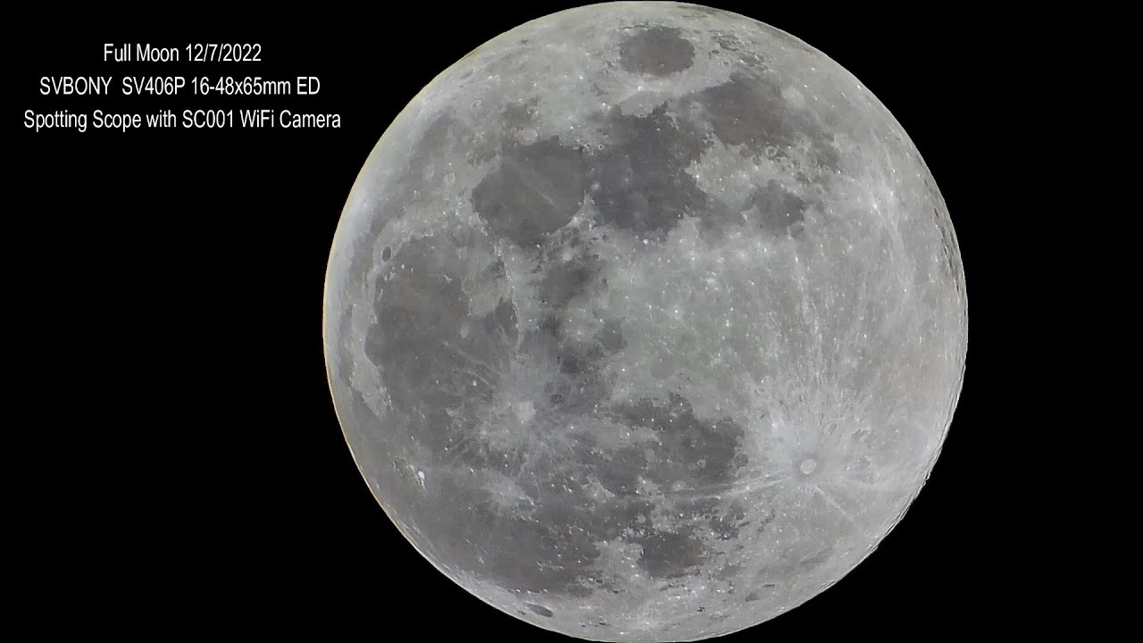 Full Moon Filmed with SVBONY SV406P ED Spotting Scope and SC001 WiFi Camera