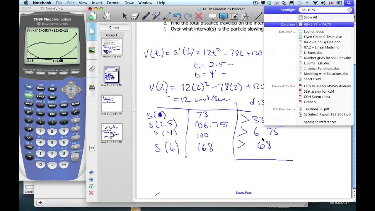 IB Kinematics problem (function is a Polynomial) Part 2