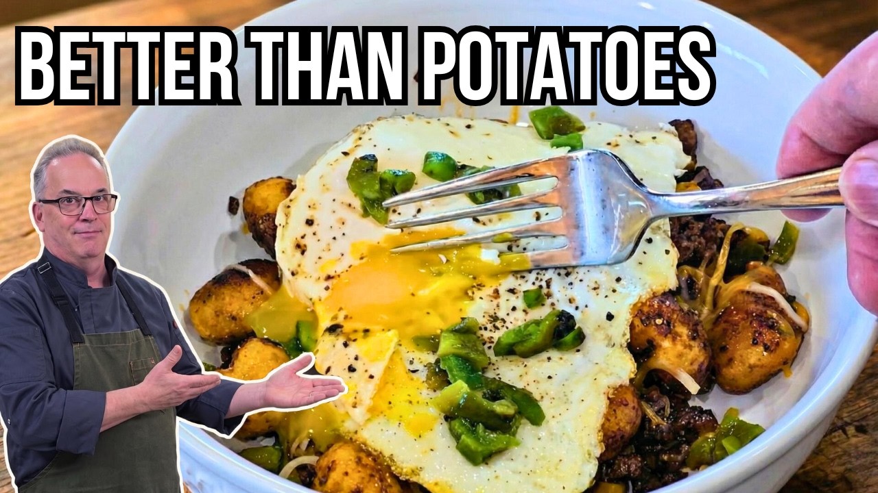 Crispy Gnocchi Breakfast Hash with Ham and Fried Egg