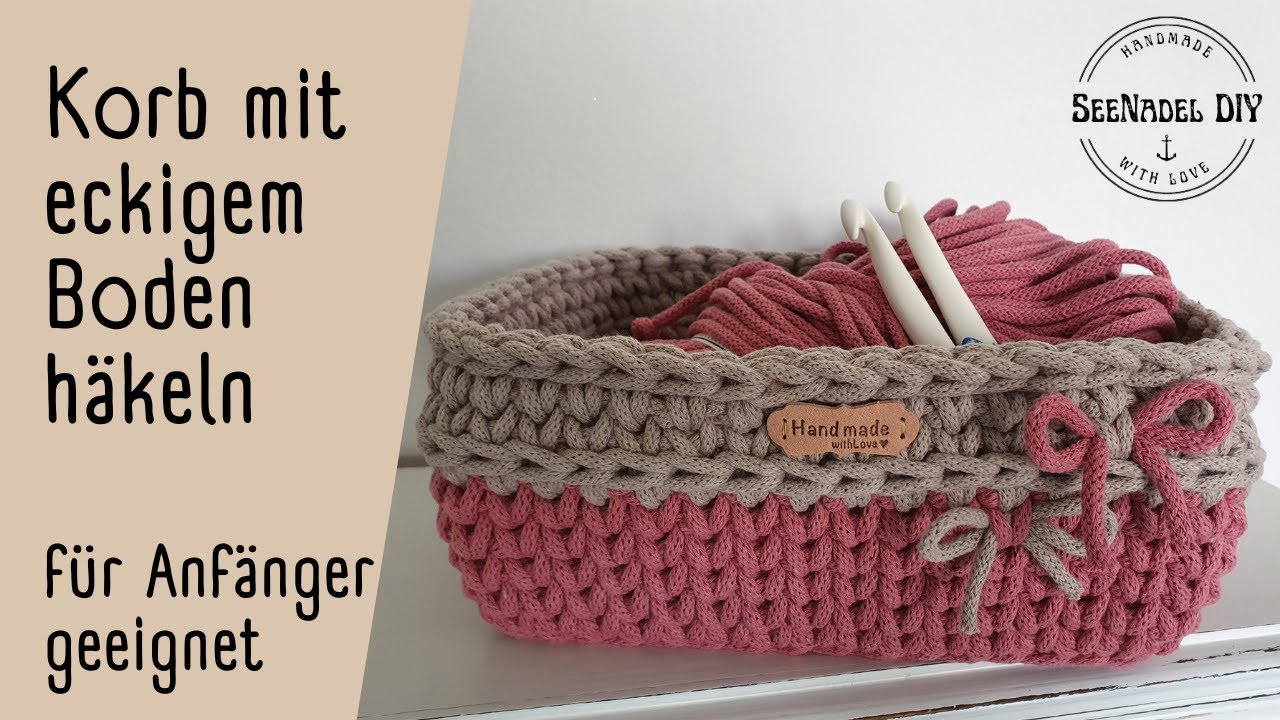 eckigen Korb mit Holzboden häkeln für Anfänger (EINFACH)