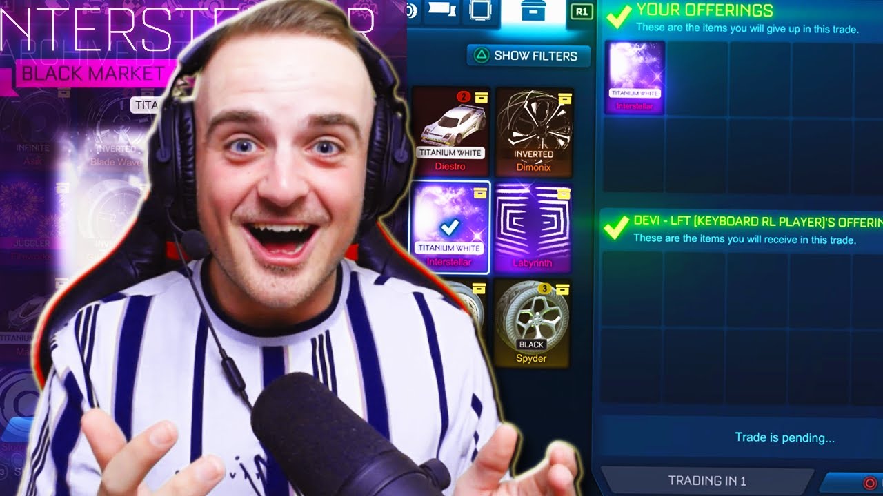 *OMG* I LOST MY TITANIUM WHITE INTERSTELLAR! - Most Insane Blind Trading with Fans in Rocket League!