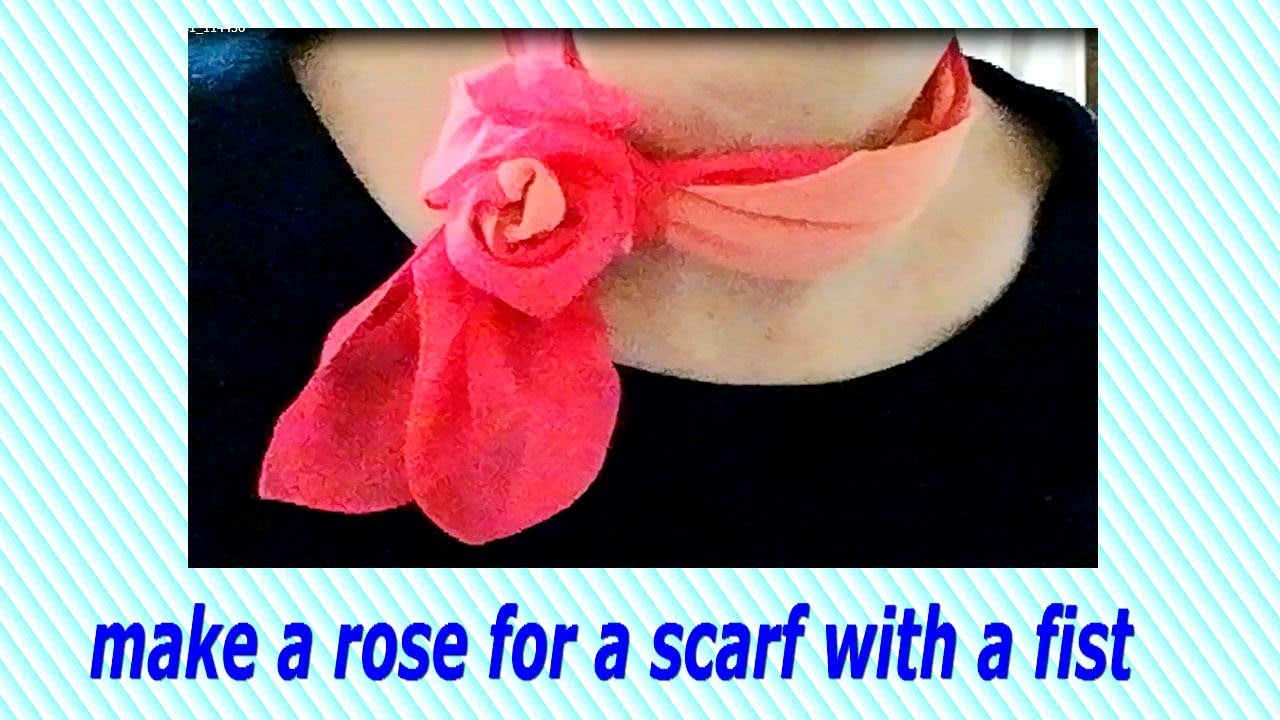 ♥げんこつで簡単なバラを作るスカーフの巻き方！how to wear a scarf with  a rose making by a fist