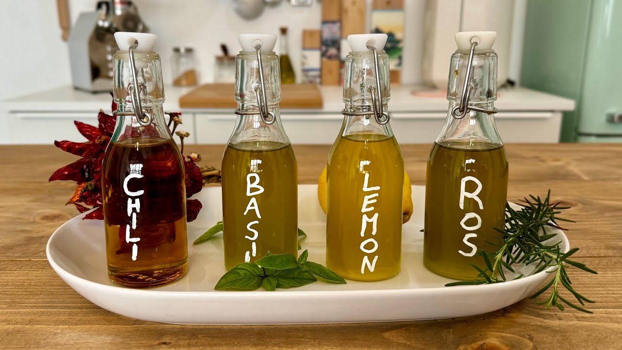 Come Fare l'Olio Aromatizzato in Casa - Peperoncino, Limone, Basilico e Rosmarino