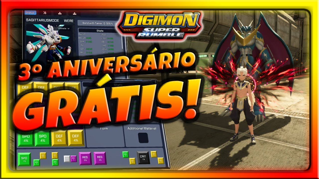 ASA E DIGIMON GRÁTIS E DICAS NO 3º ANIVERSÁRIO DO DSR (DIGIMON SUPER RUMBLE)