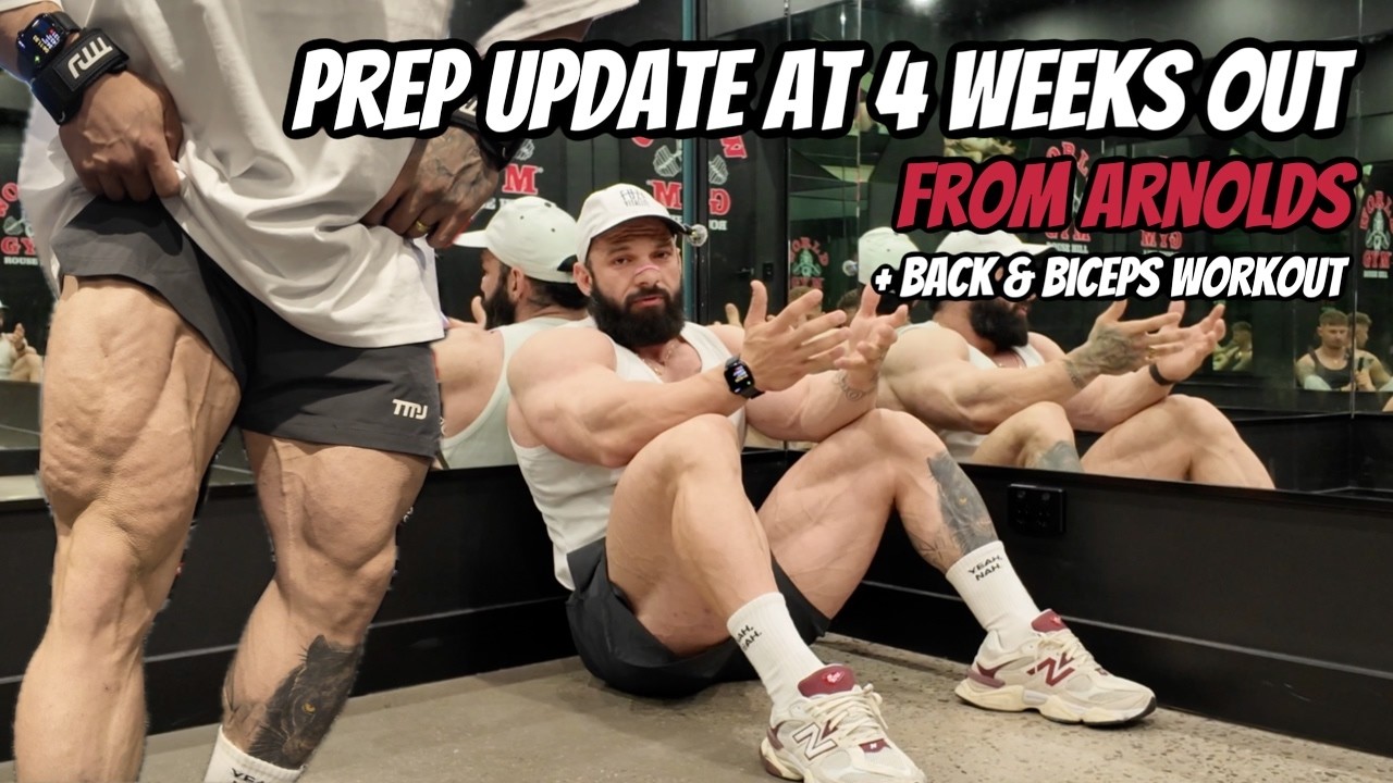 PREP UPDATE AT 4 WEEKS OUT FROM ARNOLD CLASSIC + BACK & BICEPS WORKOUT