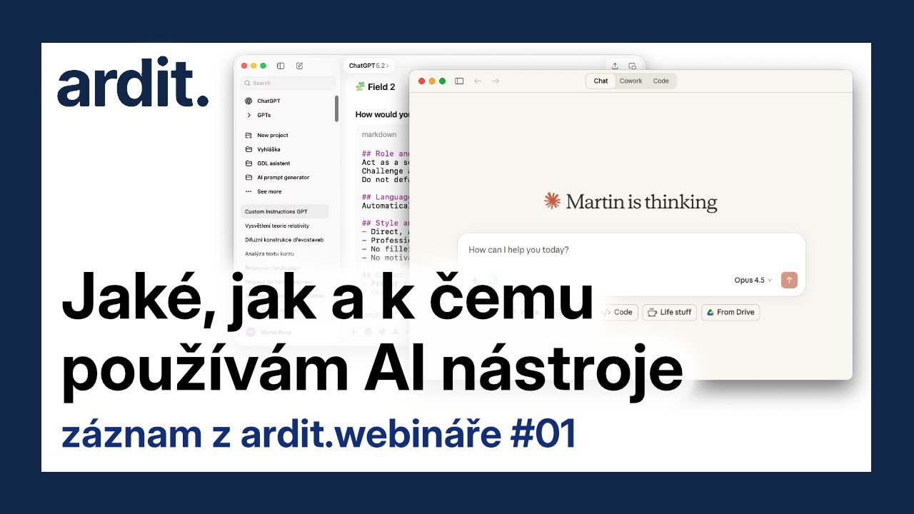 Jaké, jak a k čemu používám AI nástroje (záznam ardit.webináře #01)