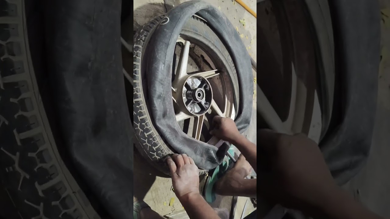 Bajaj Platina tyre fitting.  
