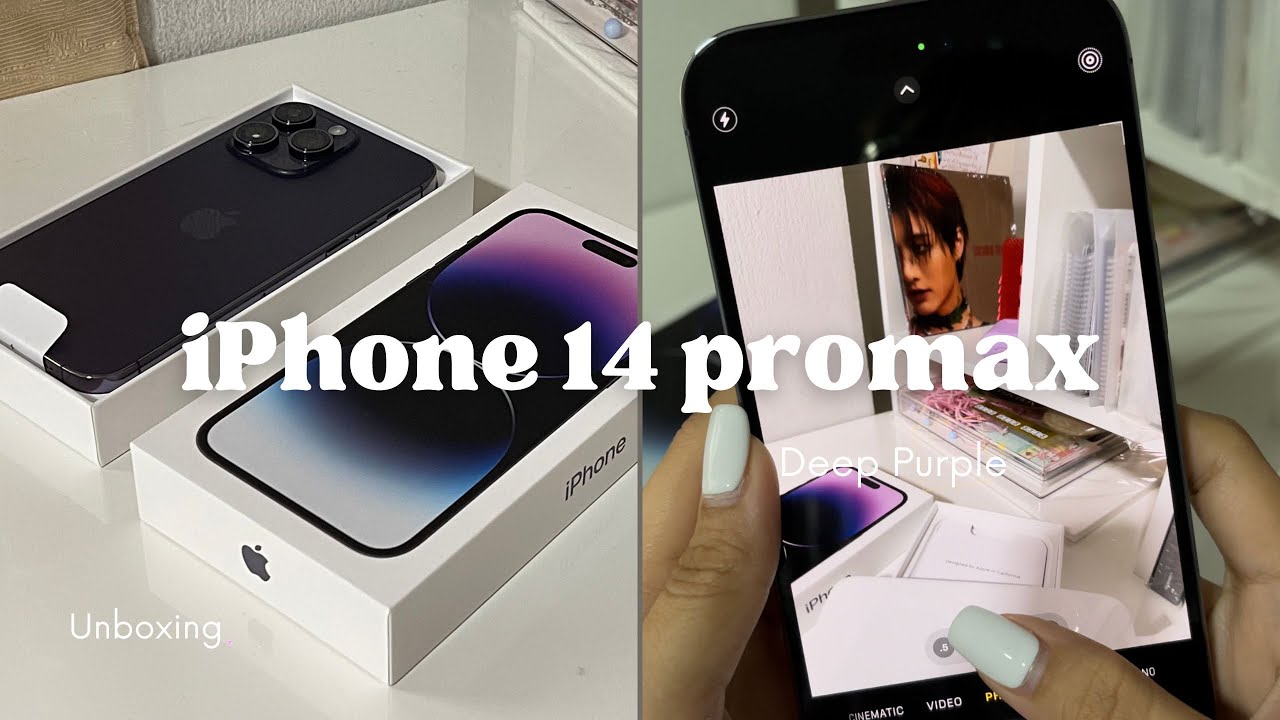 aesthetic unboxing iPhone 14 pro max deep purple ˚ ༘◞✿  | mindarinn