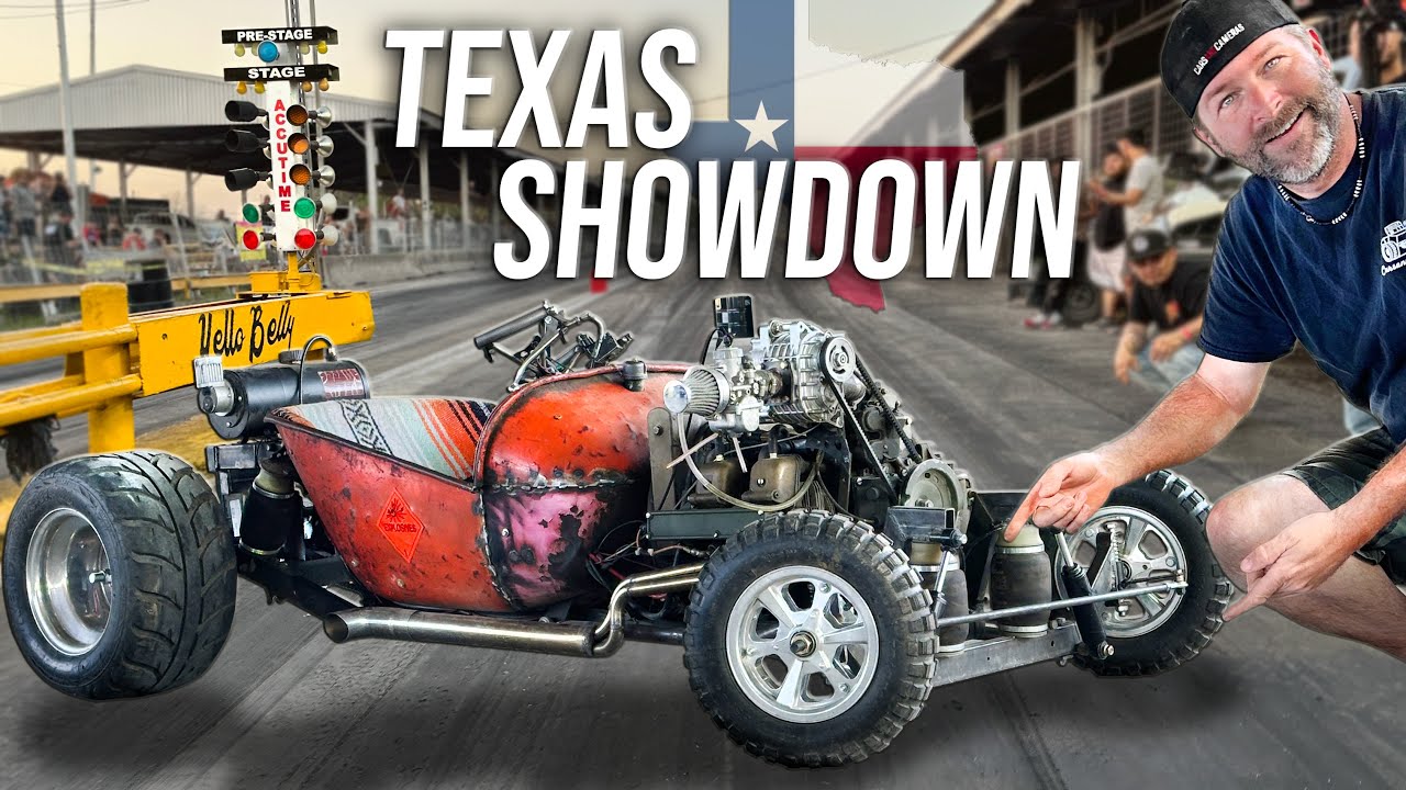 Supercharged 4 Cylinder Wheel Barrow Hits the Drag Strip at the BIGGEST Mini Bike Race in Texas!