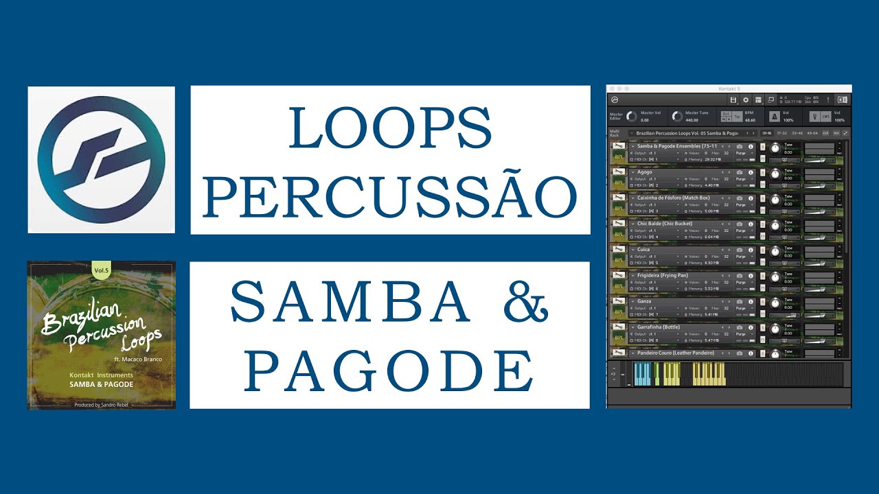 KONTAKT Version Samba e Pagode Levadas Loops de Percussão Brasileira - Brazilian Percussion Loops