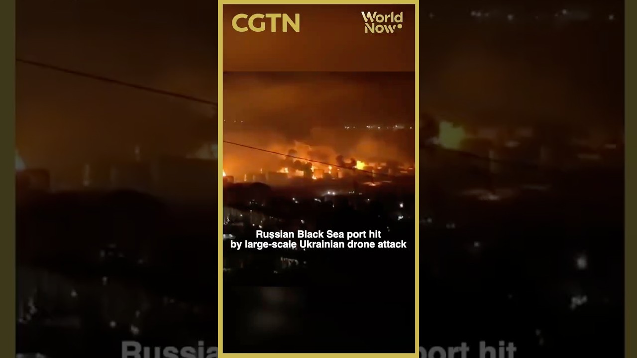 Russian Black Sea port hit by large-scale Ukrainian drone attack#shorts