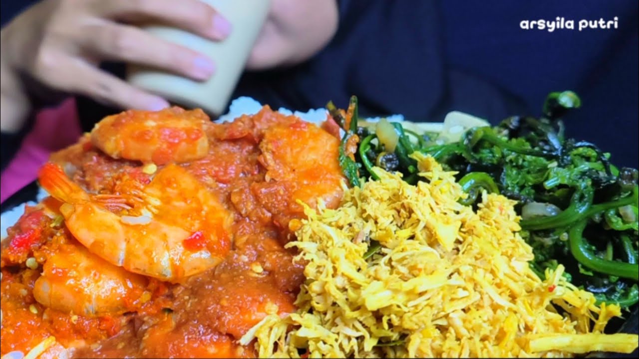 NGEUNAH ⁉️ ASMR SAMBAL UDANG BALADO, OSENG PAKIS || ASMR EATING SOUNDS #udangbalado #eatingsounds