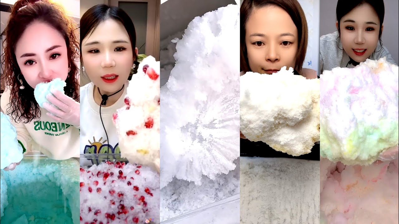 ASMR WHITE ICE EATING / SHAVED ICE / SOFT ICE / FREEZER FROST EAT MUKBANG 12