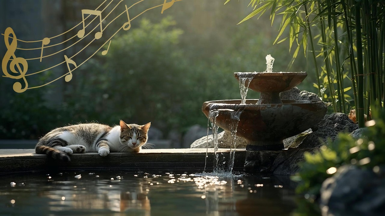Relaxing Music for Depression Relief & Stress Anxiety  Bamboo Fountain Water Deep Relaxation Sleep