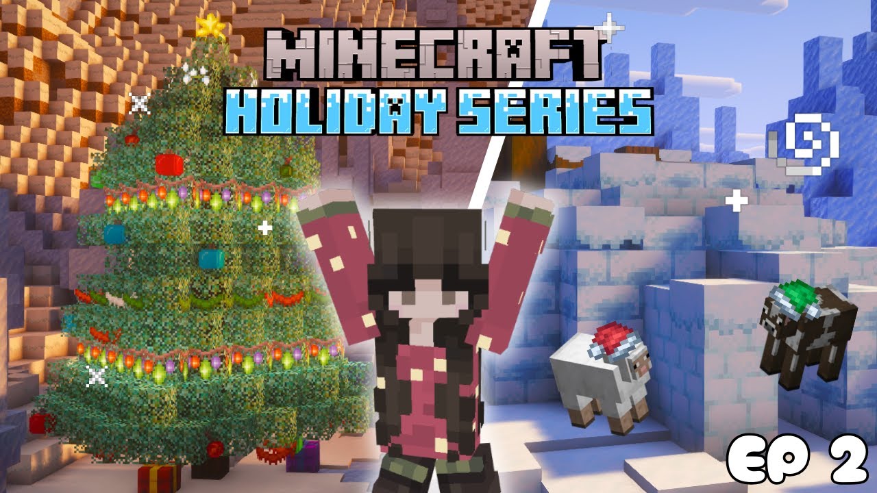 Building a CUSTOM Christmas TREE and IGLOO in my Minecraft HOLIDAY Town | Modded Holiday Series Ep.2