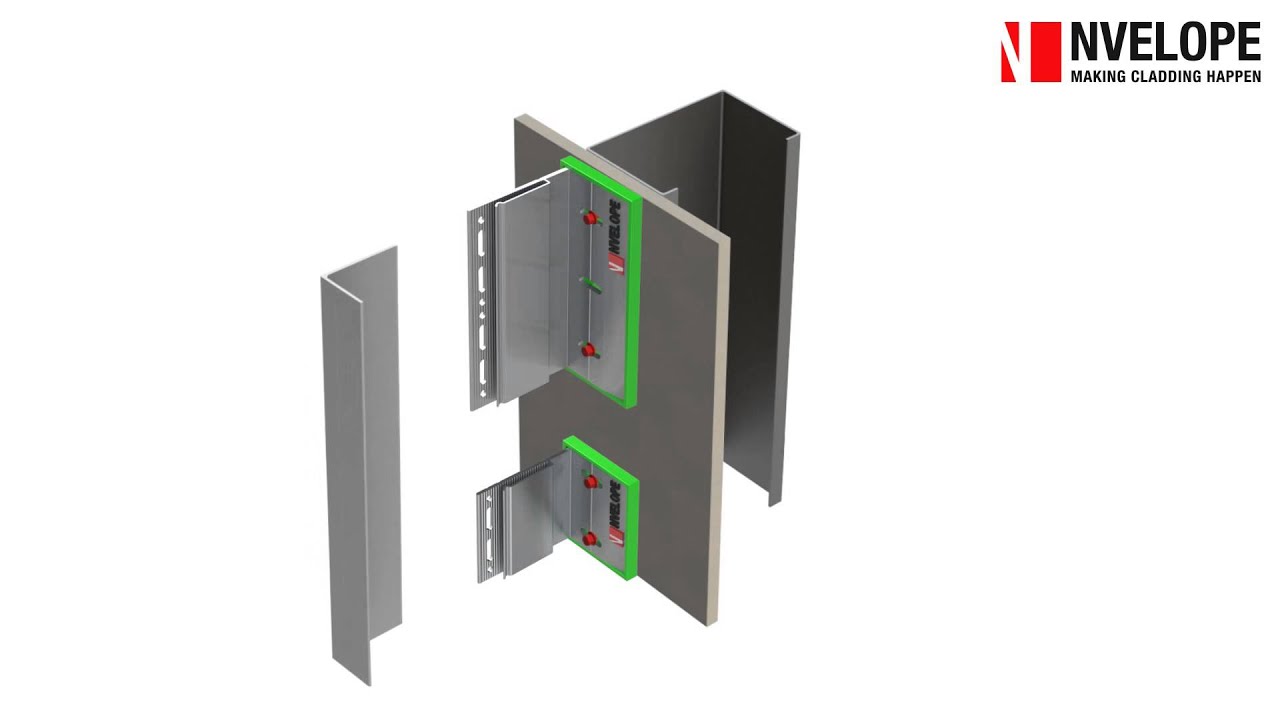 NVELOPE NV1 &ndash; back frame system & rivet fix (vertical) rainscreen cladding system