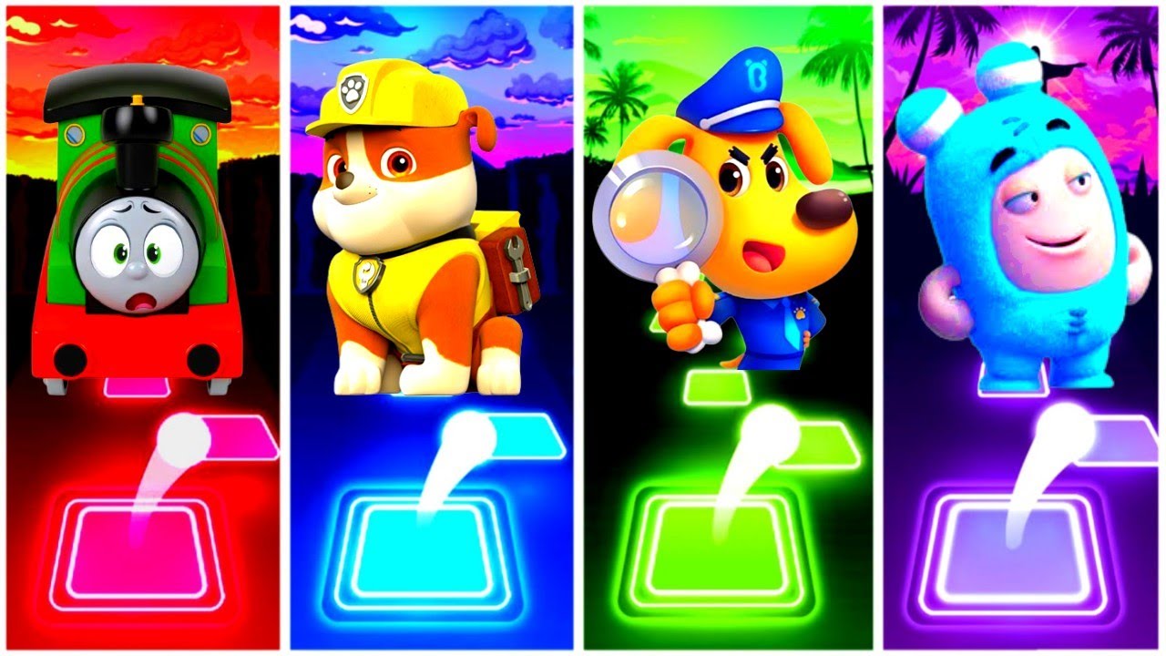 Thomas Train - Paw Patrol - sheriff Labrador - Oddbods - Tiles Hop Edm Rush Game 