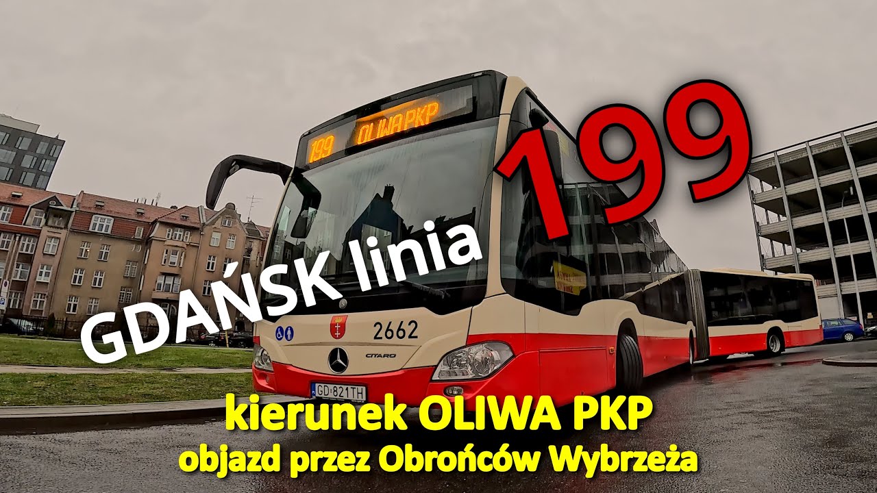 GDAŃSK linia 199 kierunek OLIWA PKP objazd przez Obrońców Wybrzeża