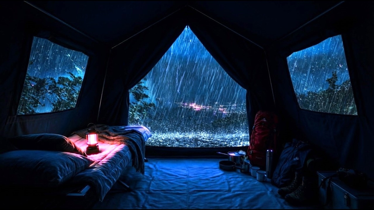 🔴 Escape Into a Dark Rainy Night Beneath a Cozy Canvas Tent | Rain Sounds